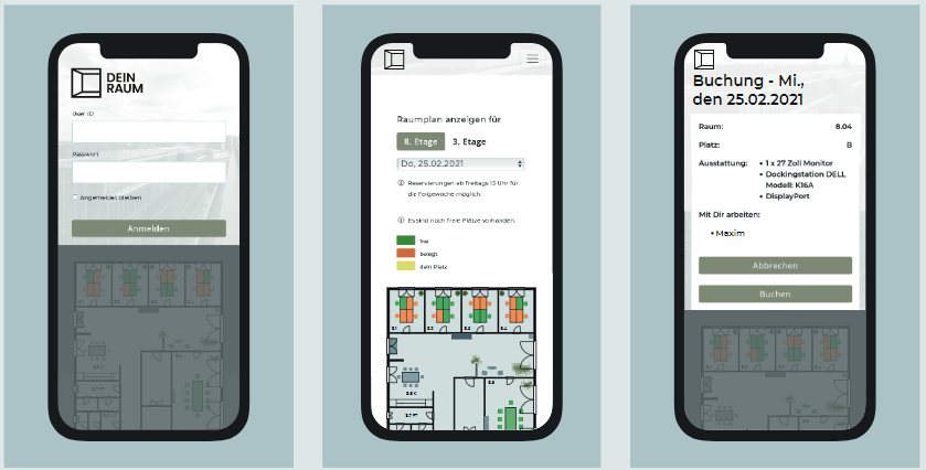 DEIN RAUM - Das smarte Arbeitsplatzbuchungstool / startup von Hamburg / Background