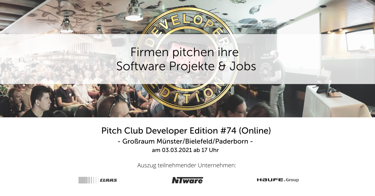 Pitch Club Developer Edition #74 (Online) im Raum Bielefeld/Münster/Paderborn