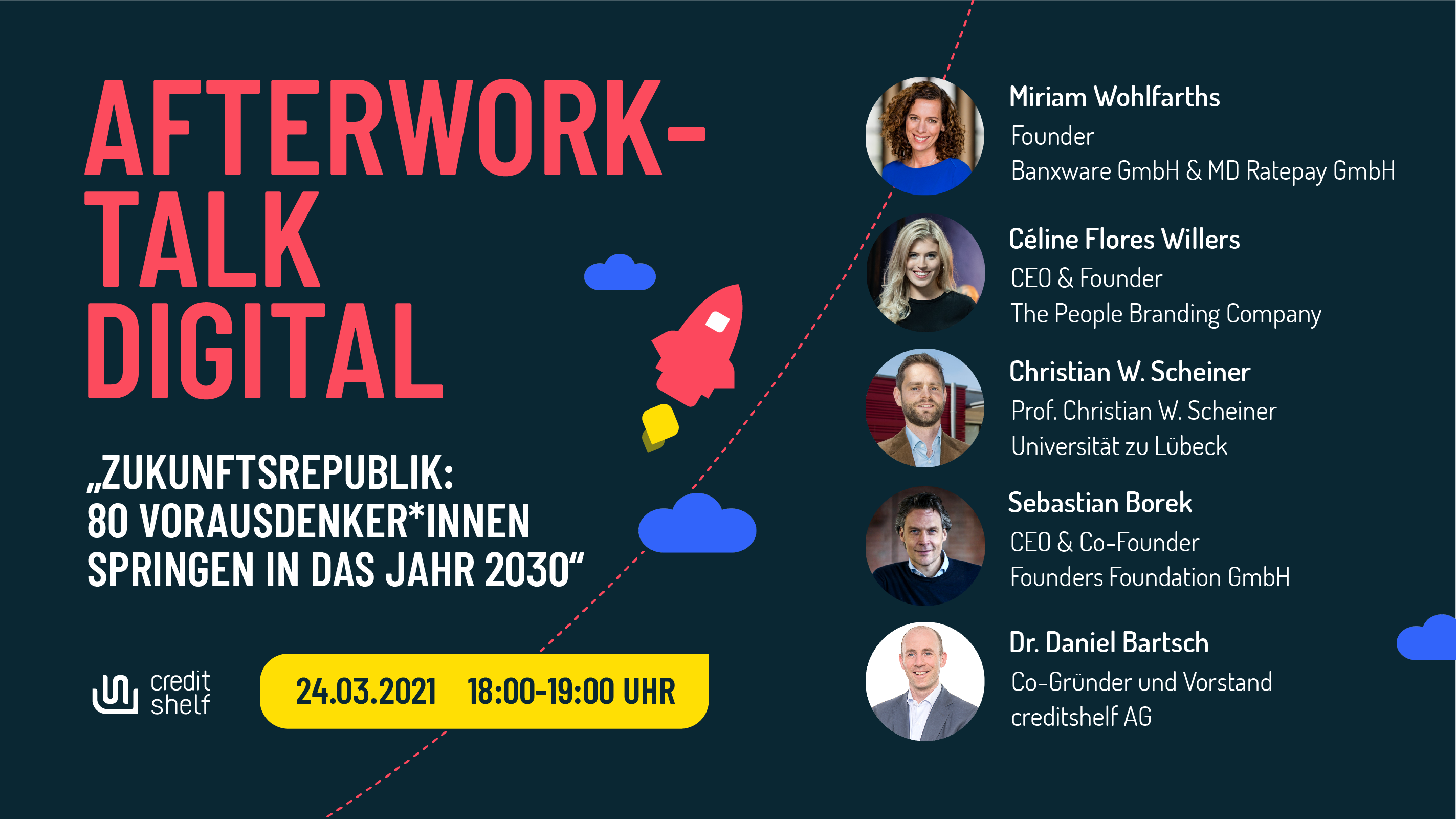 AFTERWORK TALK DIGITAL „ZUKUNFTSREPUBLIK: 80 VORAUSDENKER*INNEN SPRINGEN IN DAS JAHR 2030“