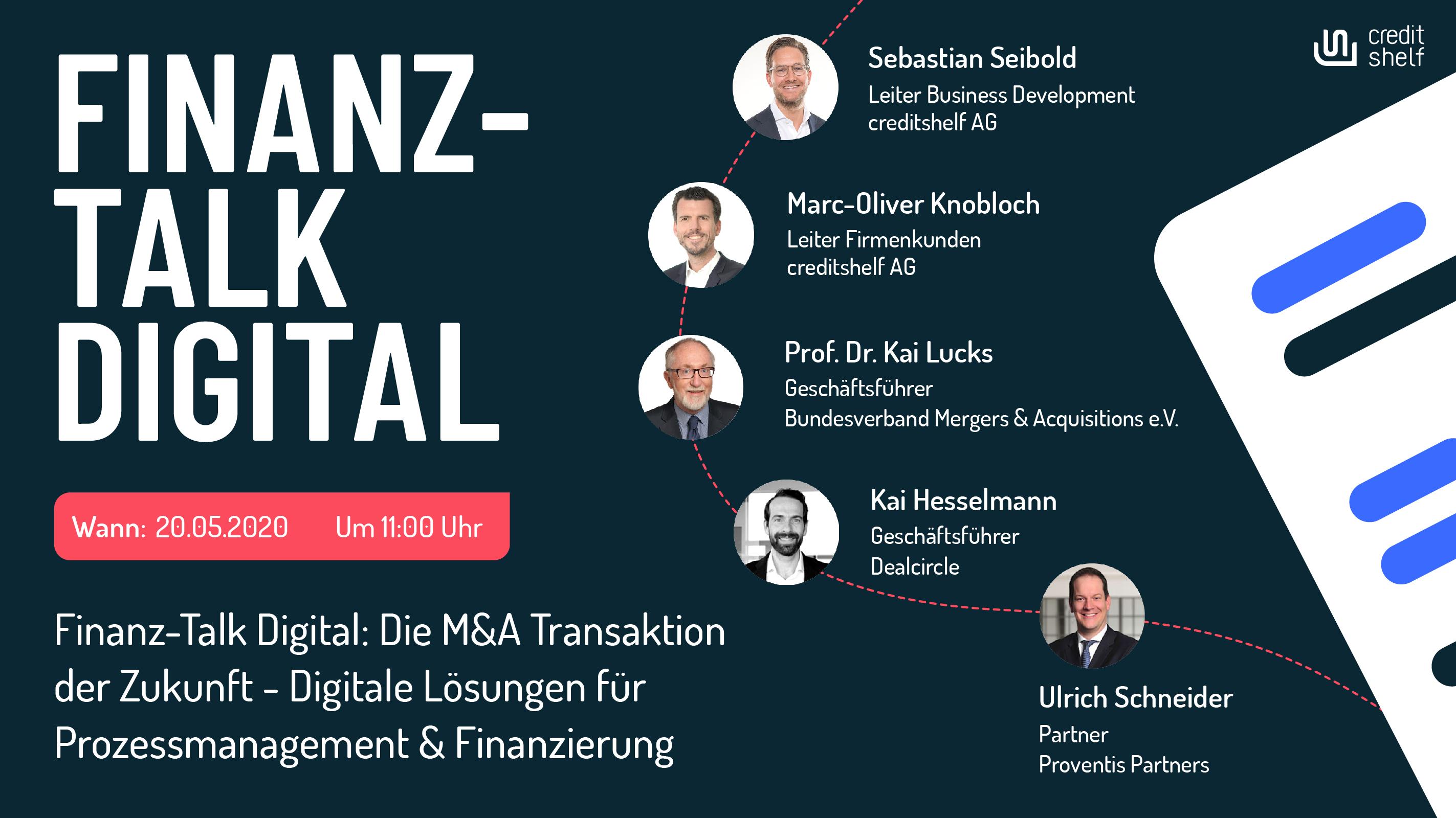 Einladung zum Finanz-Talk Digital „Die M&A Transaktion der Zukunft“.