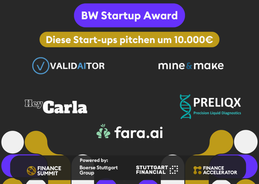 Finance Summit 2025: Diese Start-ups pitchen beim BW Startup Award