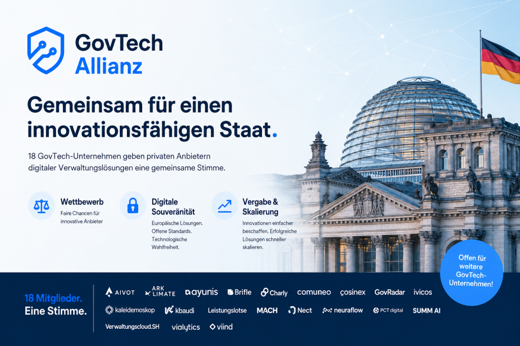 18 GovTech-Unternehmen gründen Allianz für die digitale Verwaltung